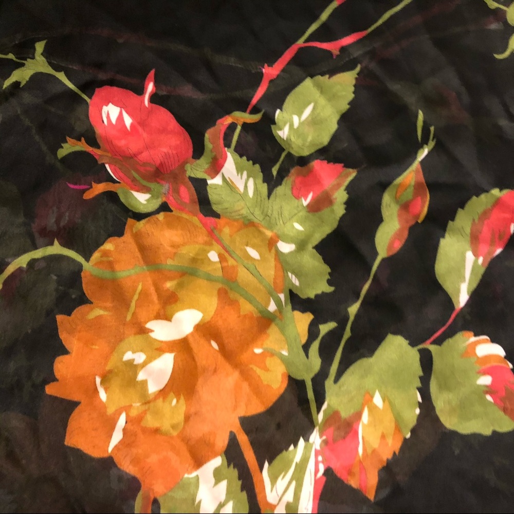 Max Studio Floral Scarf Black Bright - Picture 6 of 7